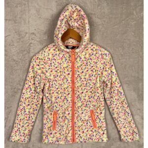 Lands' End Girls Jacket Softest Fleece Pullover Large 10/12 Confetti Spots Dots